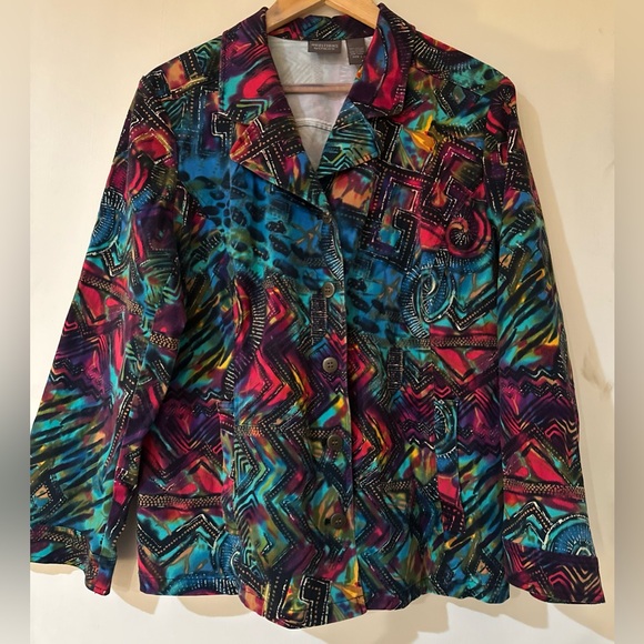 Chico's Multicolor Abstract Jacket - Picture 3 of 11